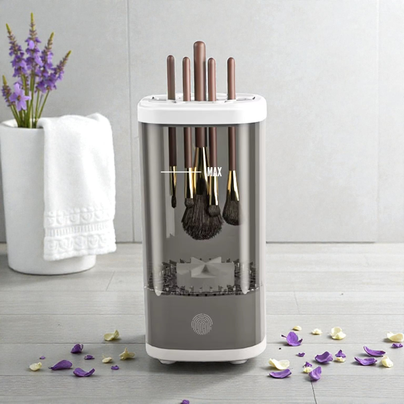LIMPIADOR ELECTRICO PARA BROCHAS 3 EN 1, ESCURRIDOR AUTOMATICO, SOPORTE PARA BROCHAS DE MAQUILLAJE, HERRAMIENTA DE SECADO RAPIDO