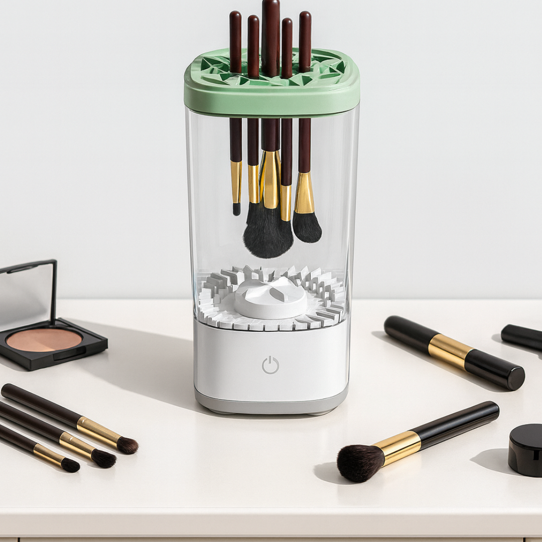 LIMPIADOR ELECTRICO PARA BROCHAS 3 EN 1, ESCURRIDOR AUTOMATICO, SOPORTE PARA BROCHAS DE MAQUILLAJE, HERRAMIENTA DE SECADO RAPIDO